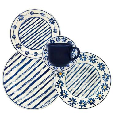 Imagem de Aparelho de Jantar Cerâmica 20 Peças Donna Margaridas Biona