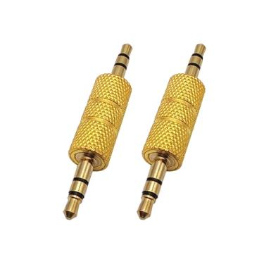 Imagem de Voluty Tek Adaptador de fone de ouvido de áudio macho para macho de 3,5 mm a 3,5 mm, banhado a ouro, conector acoplador estéreo de 1/20.3 cm para alto-falantes, leitores de MP3, 2 peças