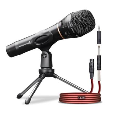 Imagem de SonixForce Microfone vocal dinâmico profissional para cantar – Microfone de mão premium com fio com cabo de áudio XLR de 4,9 m para 1/10.2 cm – Microfone vocal para falar, karaokê e palco de estar