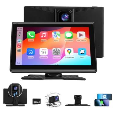 Imagem de Tela CarPlay sem fio edição emblemática de 7 polegadas - 4K Touch, câmera de painel 4K e câmera traseira 1080P, cartão SD de 64 GB, Apple CarPlay e Android Auto, Bluetooth, GPS, controle de voz