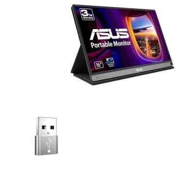 Imagem de BoxWave Adaptador compatível com monitor USB portátil ASUS ZenScreen (MB16AC) (39.6 cm) - USB-A para C PortChanger (pacote com 5), USB Tipo-C OTG USB-A Converter dados de carregamento - Prata metálica