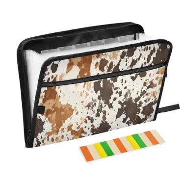 Imagem de Wassud Organizador de arquivos sanfonado marrom e branco, 13 bolsos, pastas expansíveis com abas e adesivos, organizador de pastas de documentos de recibo de papel tamanho carta A4 para viagens de