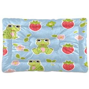 Imagem de Wassud Cama de cachorro com desenho fofo de sapo, cama grande para cães ao ar livre, tapete lavável para animais de estimação, cama de gato para dormir, viagens 91 x 61 cm