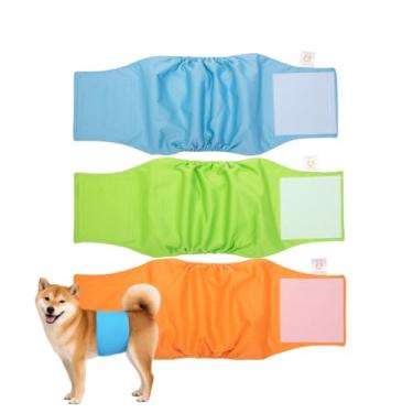 Imagem de Kit 3 Fraldas Cachorro Macho Reutilizáveis Cor 2- Materiais Duráveis ​​Solução lavável na máquina para incontinência de animais de estimação e viagens longas Petting Is Caring (P)