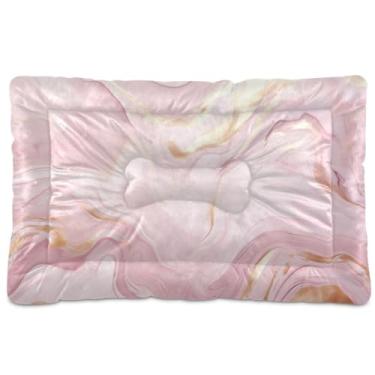 Imagem de Wassud Cama de cachorro com corações desenhados à mão de mármore fofos, camas grandes para cães ao ar livre, tapete lavável para animais de estimação, cama de gato para dormir, viagens, 91 x 61 cm