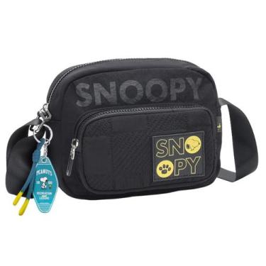 Imagem de Bolsa Snoopy Semax Nylon Transversal com Chaveiro SP26017, Preto