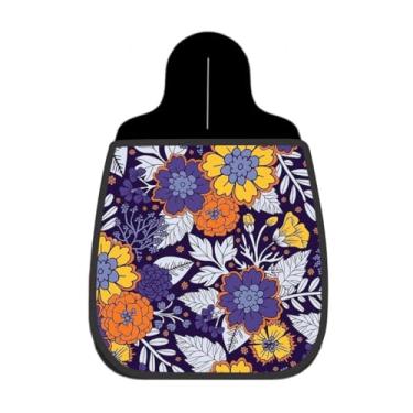 Imagem de Lixeira De Carro Organizador Flores Roxo Amarelo e Laranja Fundo Escuro