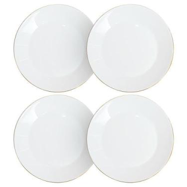 Imagem de Jogo Pratos Raso Catarina Opaline Com Fio De Ouro 27Cm 4Pç - Huaskraft