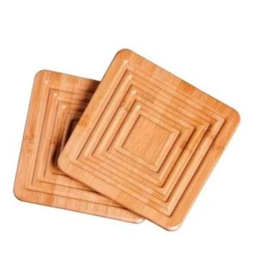Imagem de Descanso de Panela Quadrado em Bambu Natural Kit com 2 Unidades - Mor