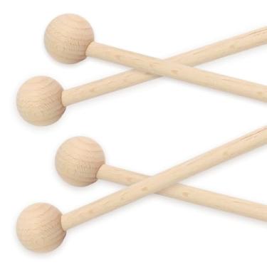 Imagem de Murtenze 4 Bastões de Percussão de Madeira de 20 cm, Baquetas de Ritmo, Marretas de Madeira para Crianças para Xilofone, Carrilhão, Glockenspiel, Sinos