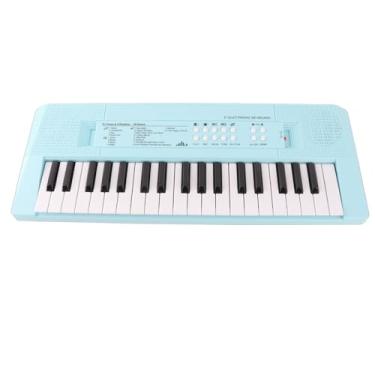 Imagem de Cryfokt Teclado Musical Piano Elétrico Com 37 Teclas para Educação de Iniciantes Melhor Presente para Crianças Cantar Junto Microfone Plástico Preto e Branco de Fonte de Alimentação Dupla Portátil
