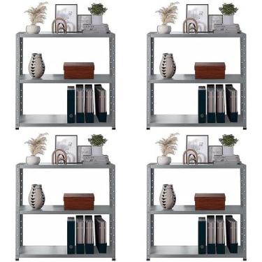 Imagem de 4 Estantes Armário De Aço 70cm Resistente 3 Bandejas Multiuso Para Qua