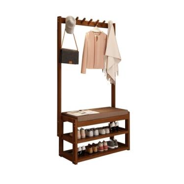 Imagem de Armários para sapatos com prateleiras para sapatos Banco para troca de sapatos, sapateira, cabide para roupas, piso integrado, quarto, entrada para casa