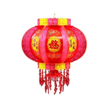 Imagem de Lanterna vermelha decorativa lanterna rotativa vietnamita ano novo chinês lanterna giratória com borla acrílica para festival de primavera, varanda, restaurante, Natal, casamento