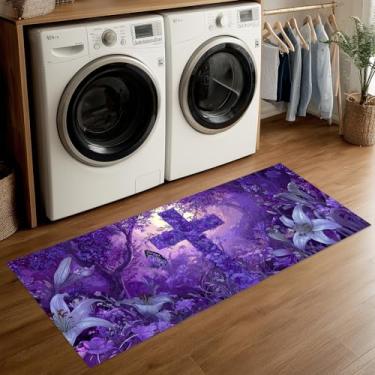 Imagem de ANNA QUEEN Tapete de lavanderia 50 x 129 cm – Tapete antiderrapante para cozinha rústica, entrada, cabana e decoração de casa