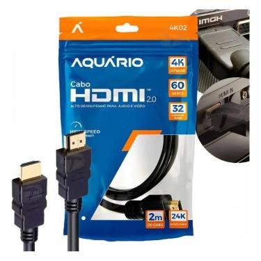 Imagem de 2X Cabo Hdmi 2.0 4K Blindado 2M Ponta Gold 60Hz Aquário