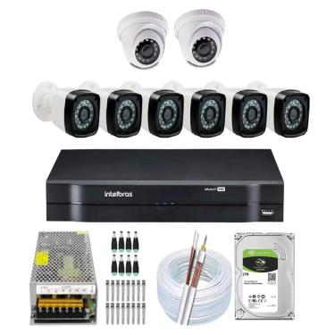 Imagem de Kit Cftv 8 Câmeras Segurança Full Hd 1080p Dvr Intelbras 2TB