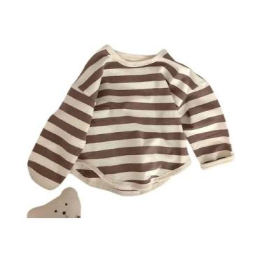 Imagem de Camiseta Infantil Listrada De Manga Comprida Para Meninos E Meninas, C