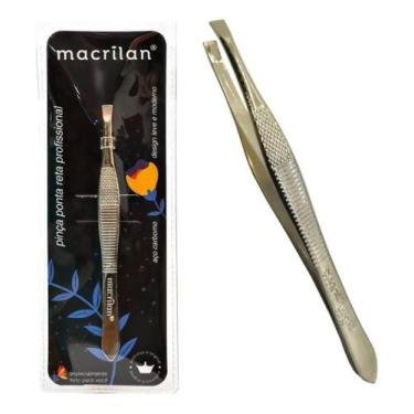Imagem de Pinça Sobrancelha Profissional Inox Macrilan Ponta Reta Inox