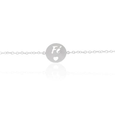 Imagem de Pulseira Fé Feminina Prateada Aço Inoxidável Hipoalérgico - Couti