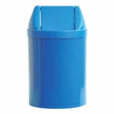 Imagem de Cesto com Tampa CS24AZ 14L Plástico Azul para Cozinha Banheiro Escritório Bralimpia