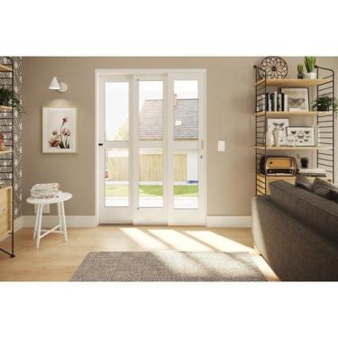 Imagem de Porta de Aço de Correr 215x152cm 3 Folhas com Vidro Liso Qualitysol Ra