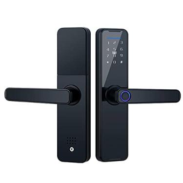 Imagem de Splenssy Tuya Smart Lock - Fechadura de porta de impressão digital e teclado com alça - fechadura eletrônica - compatível com aplicativo Tuya