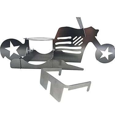 Imagem de Suporte de aço inoxidável, suporte de lata de cerveja, grelha portátil para churrasco e frango, suporte para grelha em forma de moto, 36,54,7 cm, Wujx