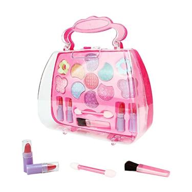 Imagem de maquiagem para crianças - Kit maquiagem seguro com bolsa cosméticos beleza - Kits cosméticos reais com estojo maquiagem, pincéis sombra e