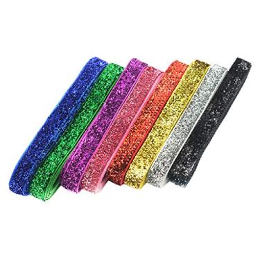 Imagem de Bonarty Fita de veludo com glitter, 8 cores, decoração de casamento, 91 x 10 mm, artesanato DIY