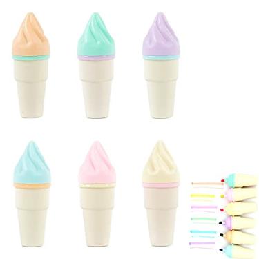 Imagem de Anller 6 canetas marca-texto em forma de sorvete, canetas marcadoras de ponta cinzel, canetas de cores fluorescentes para estudantes, escritório, escola, casa