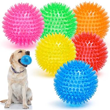 Imagem de VITEVER Bolas de brinquedo para cães de 9 cm (6 cores), brinquedos mastigáveis para dentição, sem BPA, não tóxicos, bolas para cães médios, grandes e pequenos, brinquedos duráveis para cães mastigadores agressivos
