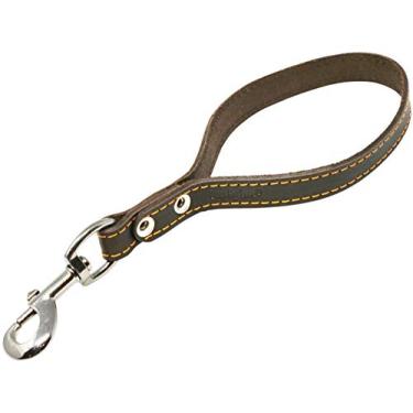Imagem de Correia de couro legítimo para cães de trânsito curta 30,5 cm de comprimento 2,5 cm de largura marrom chumbo