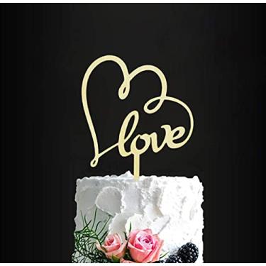 Imagem de Topo de bolo de madeira rústica para casamento/noivado/chá de panela/aniversário/despedida de solteira/decoração de festa de confissão