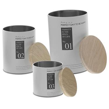 Imagem de KICHOUSE 3 Pecas Lata Selada De Ferro Forjado Jarra De Café Lata Selada De Metal Tanque De Armazenamento De Grãos De Café Recipientes De Armazenamento De Cozinha Selo Branco Pote De Doces