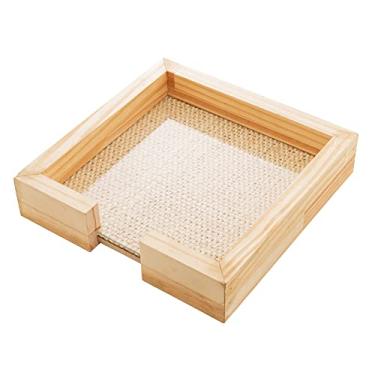 Imagem de Porta Guardanapo de Madeira Pinus com Sisal Natural 22x22x4,5cm - Woodart