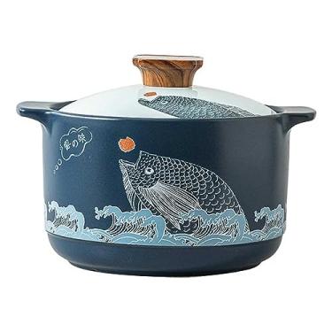Imagem de Caçarola de cerâmica em estilo chinês panela de cozinha fogão, panela de sopa nutritiva resistente ao calor, panela de ensopado de fogão a gás doméstico, para jantar e festa, 4,5L