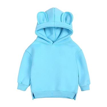 Imagem de Moletom com capuz infantil para meninos pulôver cor sólida orelhas de urso camisa de manga comprida roupas de inverno para crianças, GN2, 9-12 Meses
