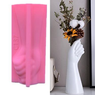 Imagem de Art Arm Vaso Molde de silicone epóxi em forma de mão vaso de flores planta cimento gesso concreto molde de silicone