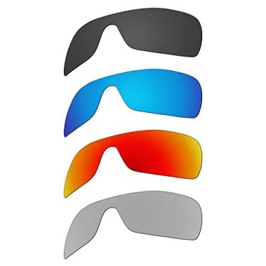 Imagem de EZReplace Lentes de reposição para óculos de sol Oakley Batwolf OO9101 (lentes polarizadas) - Armação Oakley Batwolf (preto carbono + azul gelo + vermelho fogo + prata metálica)
