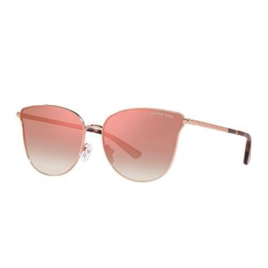 Imagem de Michael Kors MK 1120 11086F Óculos de sol olho de gato ouro rosa lente espelhada, Ouro rosa, 62-16-145
