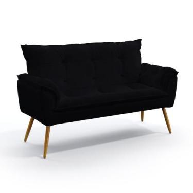 Imagem de Poltrona Namoradeira Almofadada Decorativa Beta N-024 Veludo Preto Ara