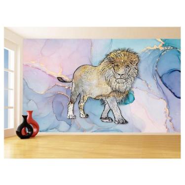 Imagem de Papel De Parede Animais Pop Art Leão Rei Selva 3,5M Pxa28 - Você Decor