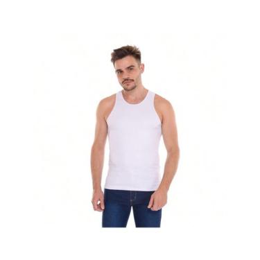 Imagem de Regata Masculina Americana Gringa - execução jeans, Branco, M