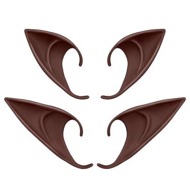 Imagem de Orelhas de elfo marrom para cosplay – 2 pares de orelhas de fada e pontas macias pontiagudas de orelhas de anime para festa de fantasia de maquiagem acessórios de baile de máscaras Halloween Elven Vampiro Orelhas de fada (marrom)