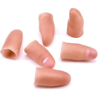 Imagem de SUMAG 6 Pcs Thumbs Tip Magic Tricks Soft/Hard Fake Finger Thumb Tip for Vanishing Exchanging Appearing Magic Accessories Close up Street Magic Prop Illusions Prop Comedy (6 Pcs Soft Thumb Tip)