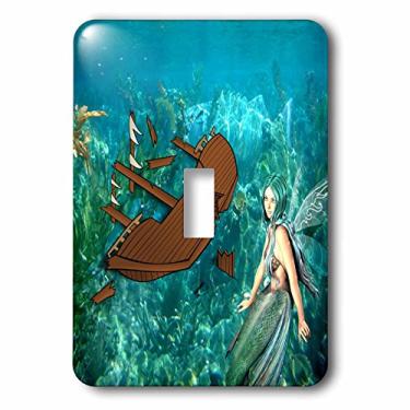 Imagem de 3dRose LSP_237470_1 Imagem de Desenhos Navios com Linda Sereia no Mar Interruptor Único