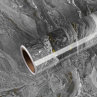 Imagem de VEELIKE Papel de contato de mármore líquido dourado cinza para bancadas, descascar e colar à prova d'água, papel de bancada, papel de bancada de granito, autoadesivo, rolo de vinil para cozinha, banheiro, mesa, parede