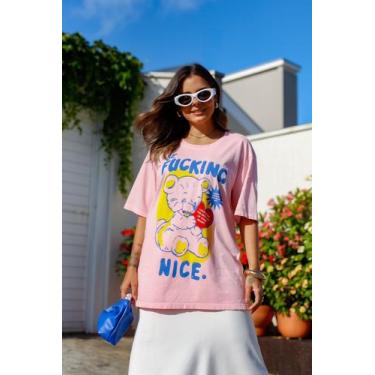 Imagem de Camiseta Estonada de Algodão Be Fucking Nice Queila - beach & country,