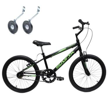 Imagem de Bicicleta Aro 20 Infantil Saidx Premium Bike Freios V Brake Aro em Alumínio Feminina e Masculina Com Rodinhas (Preto e Verde)